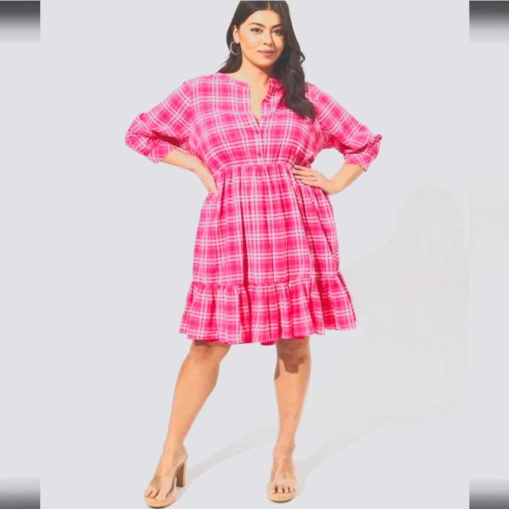 🎉HPx5🎉 Torrid Pink Plaid Dress - Picture 3 of 6